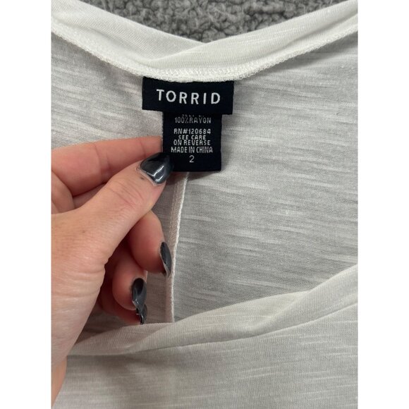 Torrid Womens White & Black Colorblock Sleeveless Tank Top Size 2 Flowy - Picture 6 of 7